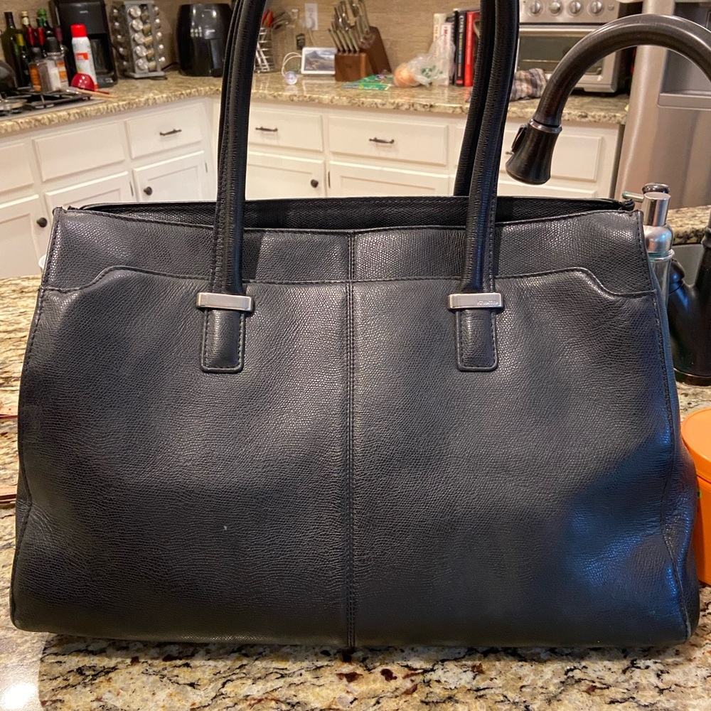 Black Leather Laptop Bag By Knomo London Gem